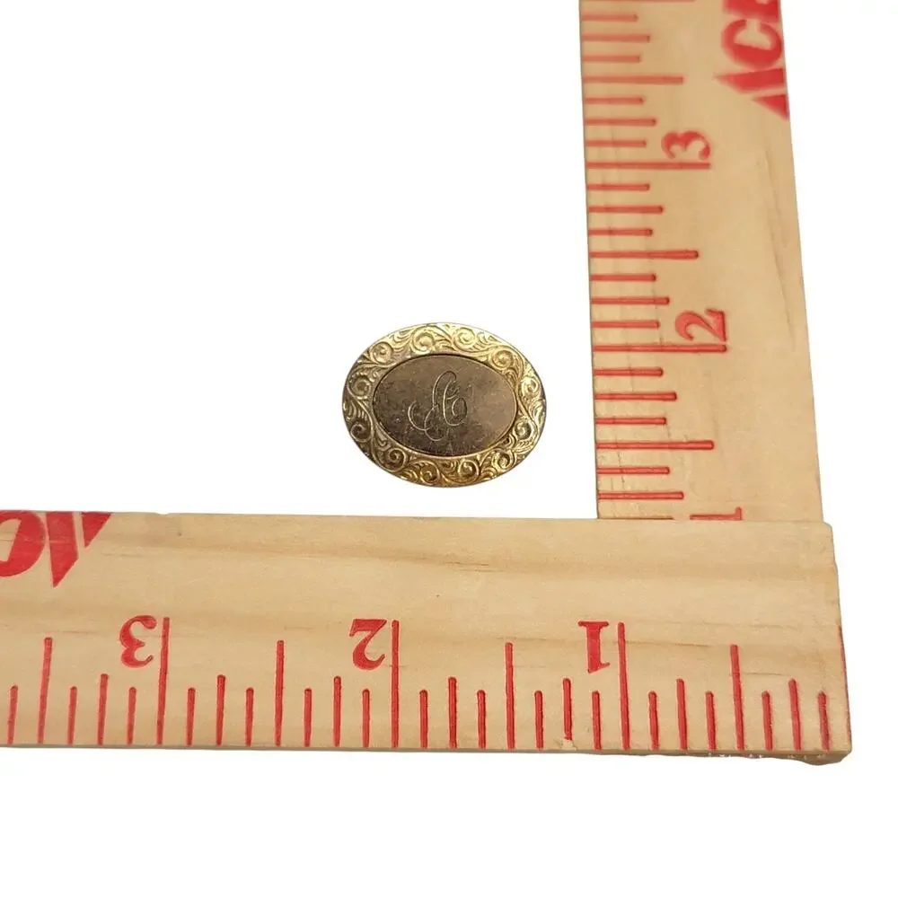 Antique CT Gold Filled Oval Engraved Monogram Brooch Pin Victorian Script A